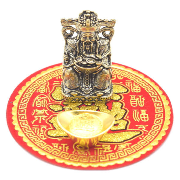 銅製財神のミニセット