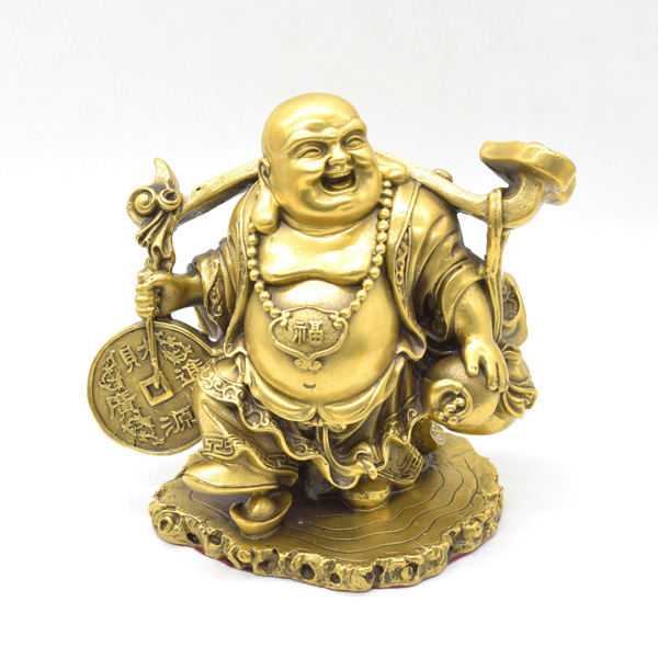 如意棒を持つ銅製布袋